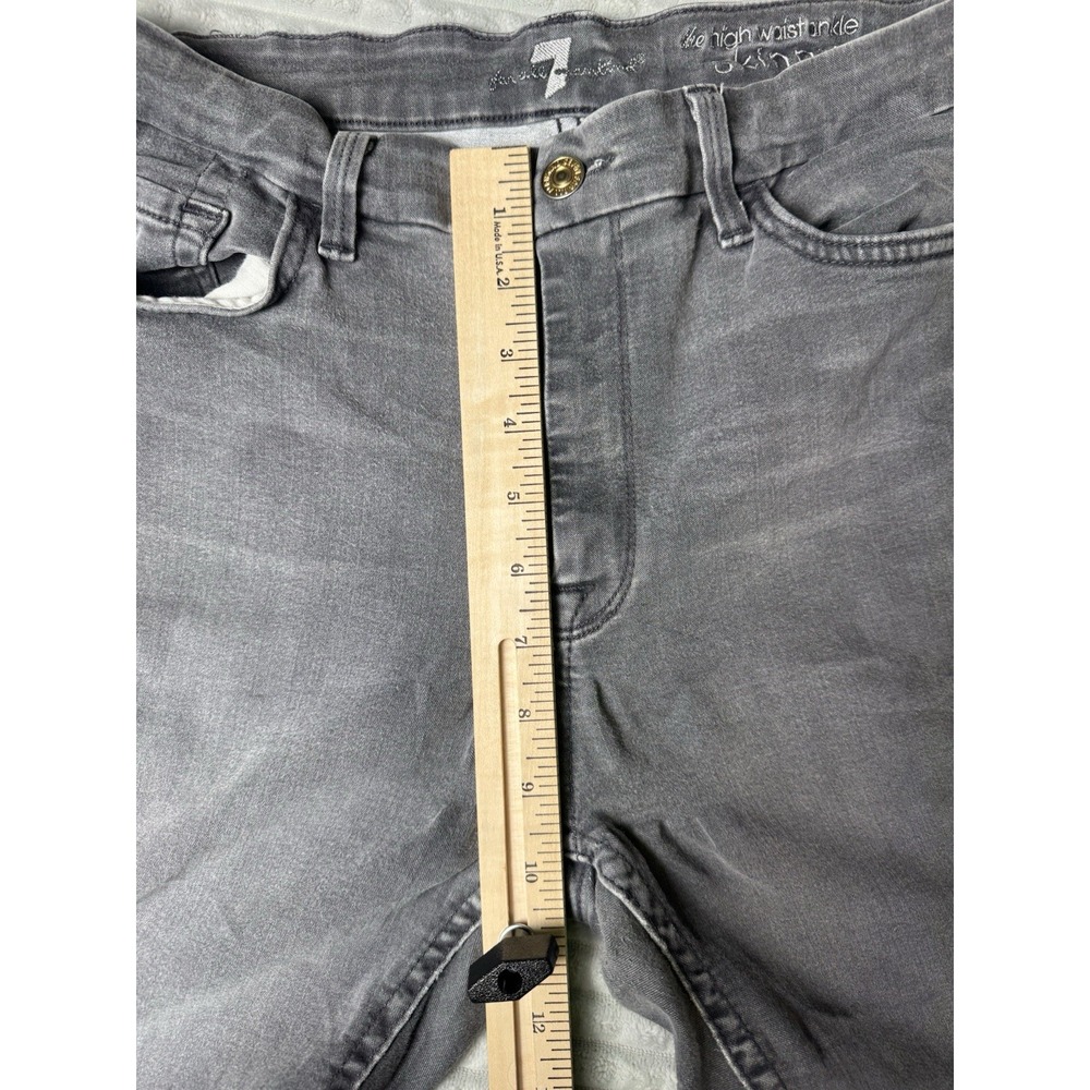 7 For All Mankind Womens High Rise Ankle Skinny Black Gray Jeans Size 32 - Picture 6 of 8